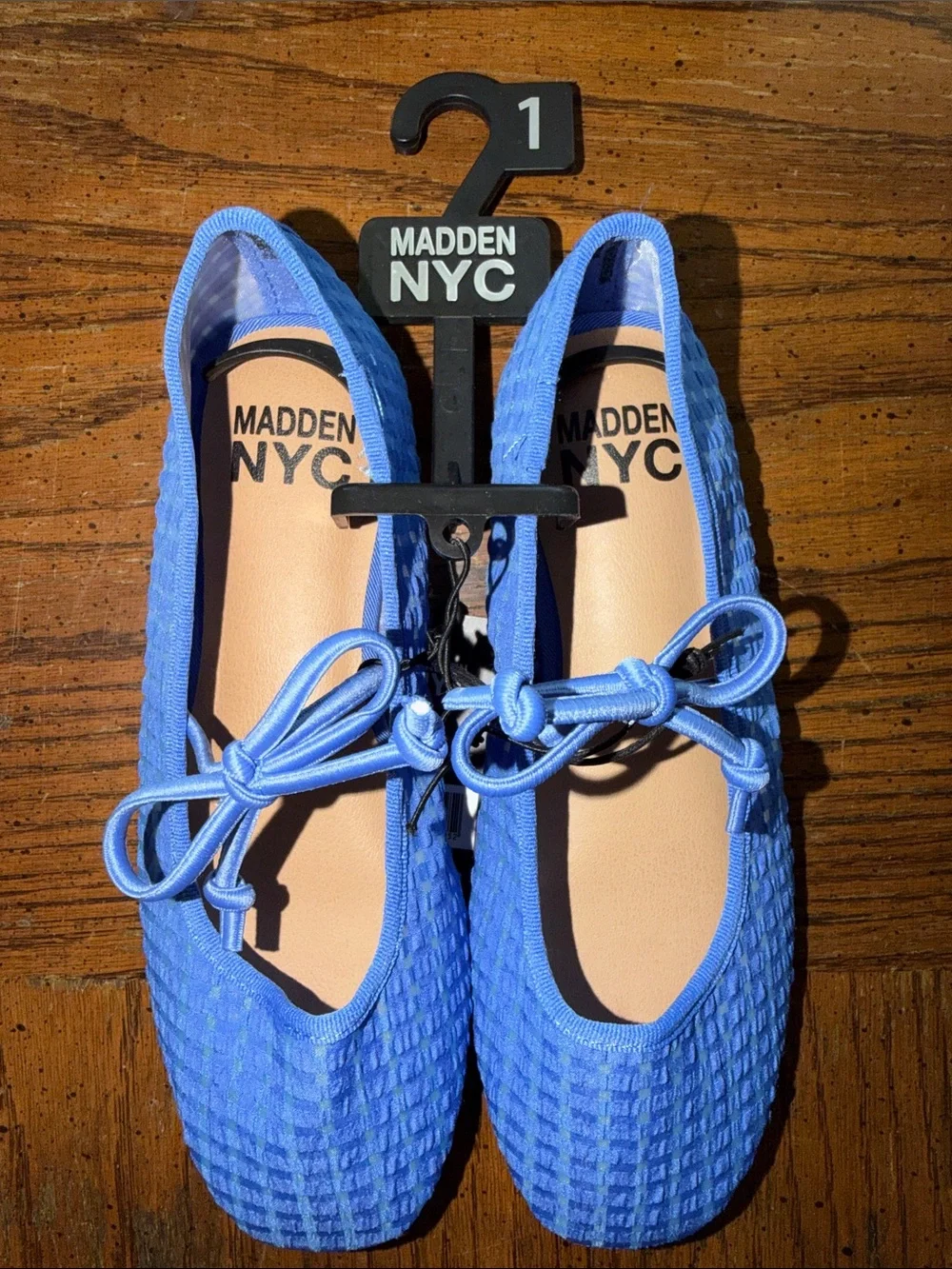 Madden NYC Little and Big Girls' Gingham Mesh Ballet Flats